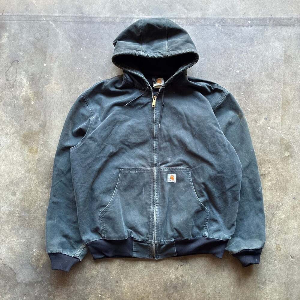 1990’s Carhartt J131 BLK Active Jacket Size XL Regular Black Faded Duck
